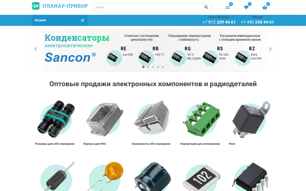 Текущая страница технического каталога Planar