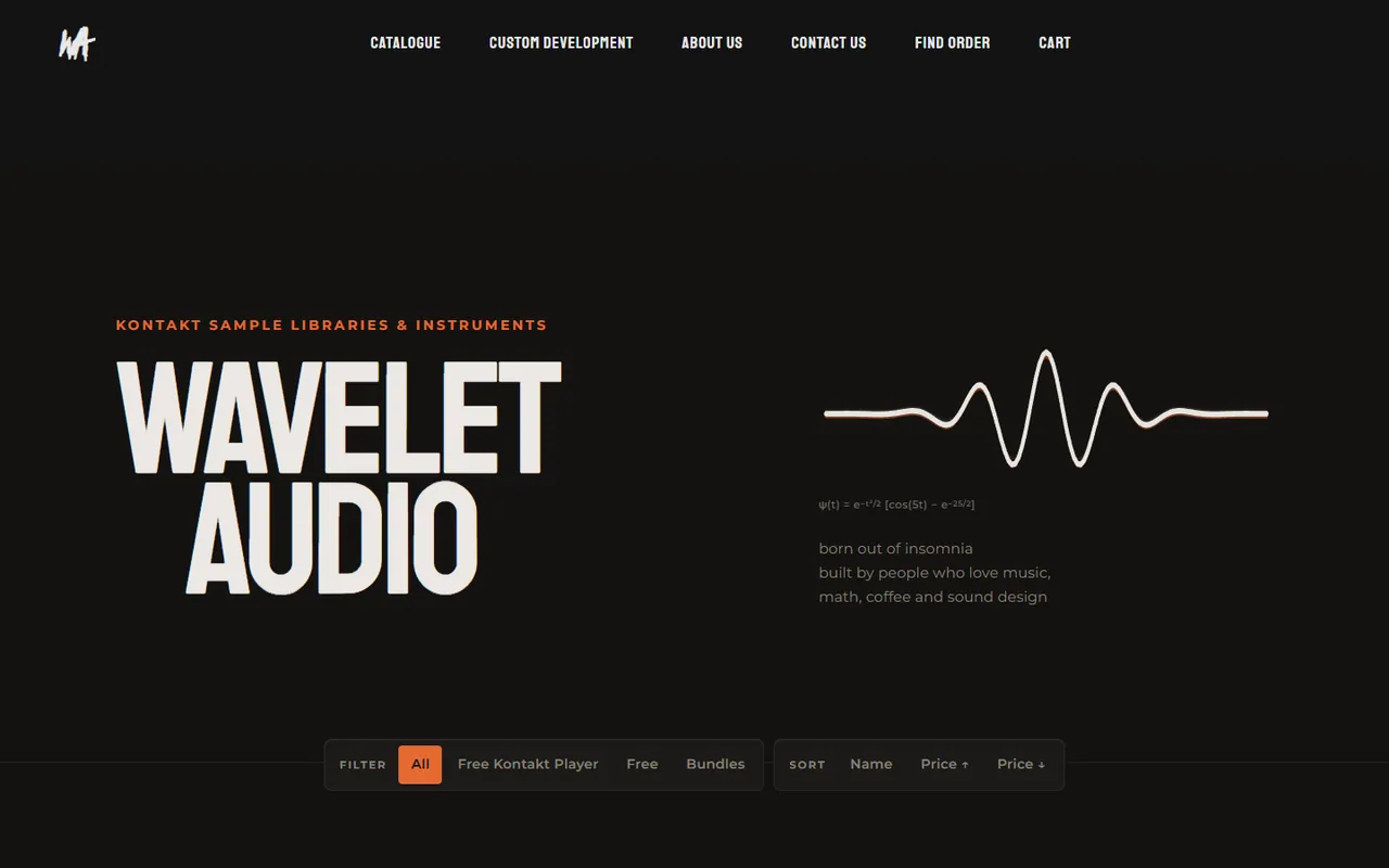 Текущая главная страница Wavelet Audio с аудиокаталогом
